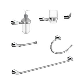 Kit de Accesorios para Baño Aluvia x6 Piezas Blanco - Cromo CORONA